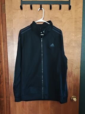 adidas Black Men’s Full-Zip Performance Jacket - 2000s Woven Track Top